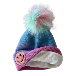 Rainbow Pom Kids Winter Hat